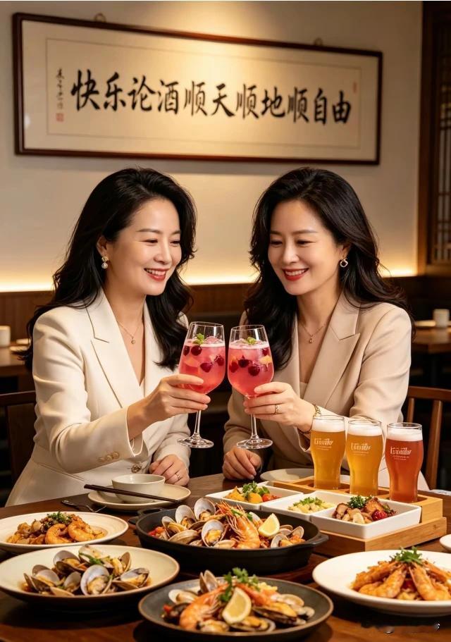 久别同窗聚一堂，
今朝把酒话家常，
山珍海味相伴饮，
秀色可餐同品尝。