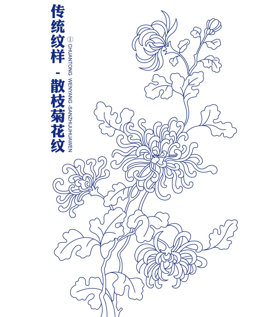 传统纹样-散枝菊花纹