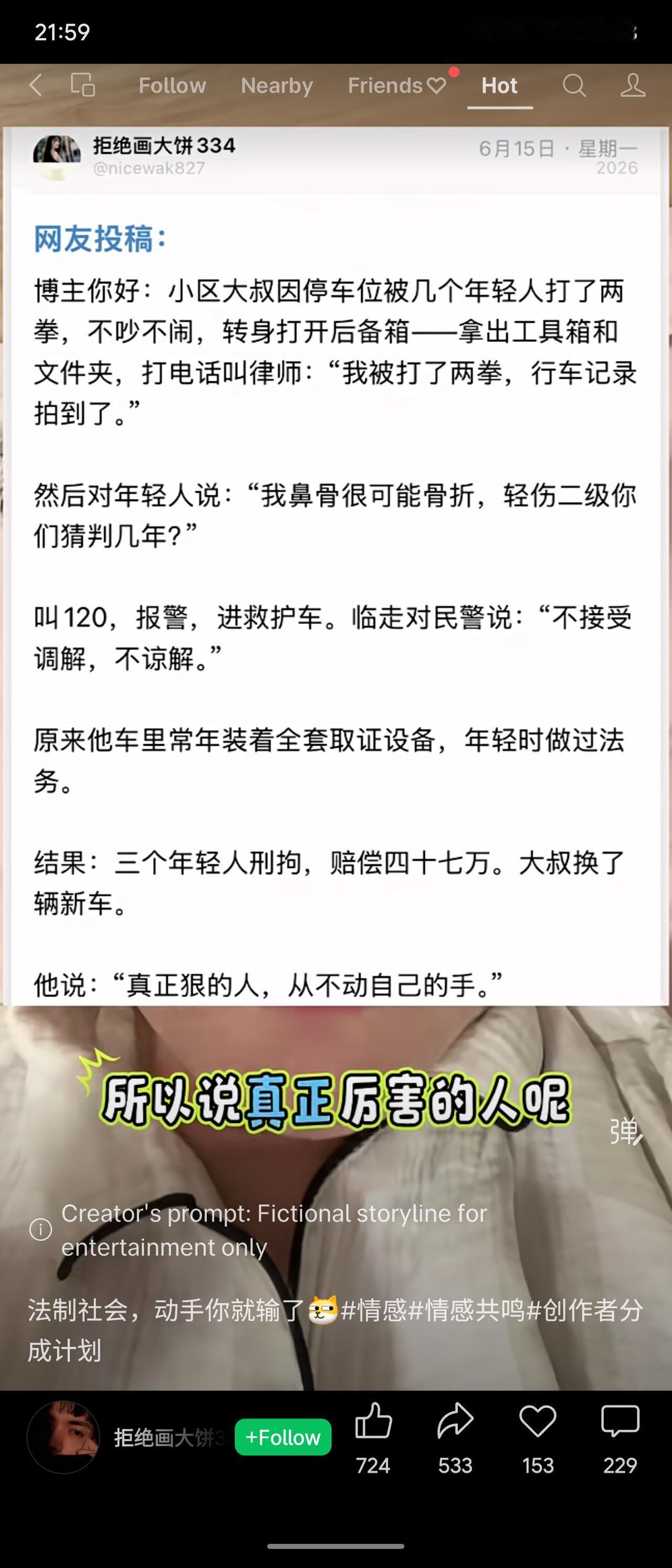 小区大叔被年轻人打了两拳，不还手，直接取证、叫律师、报警，称不接受调解。最终三人