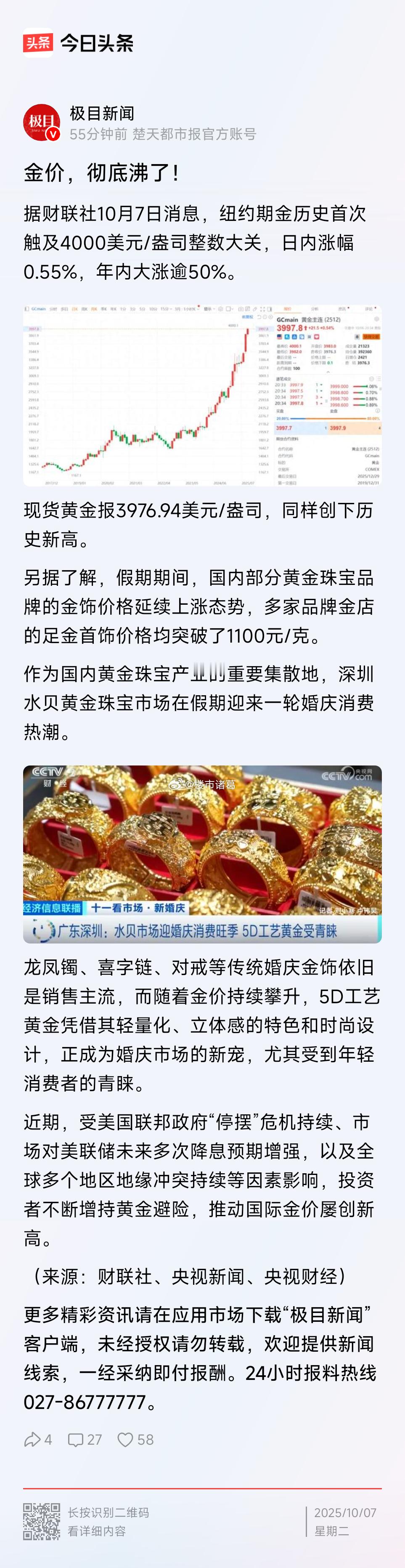 黄金价格，继续狂飙…… ​​​