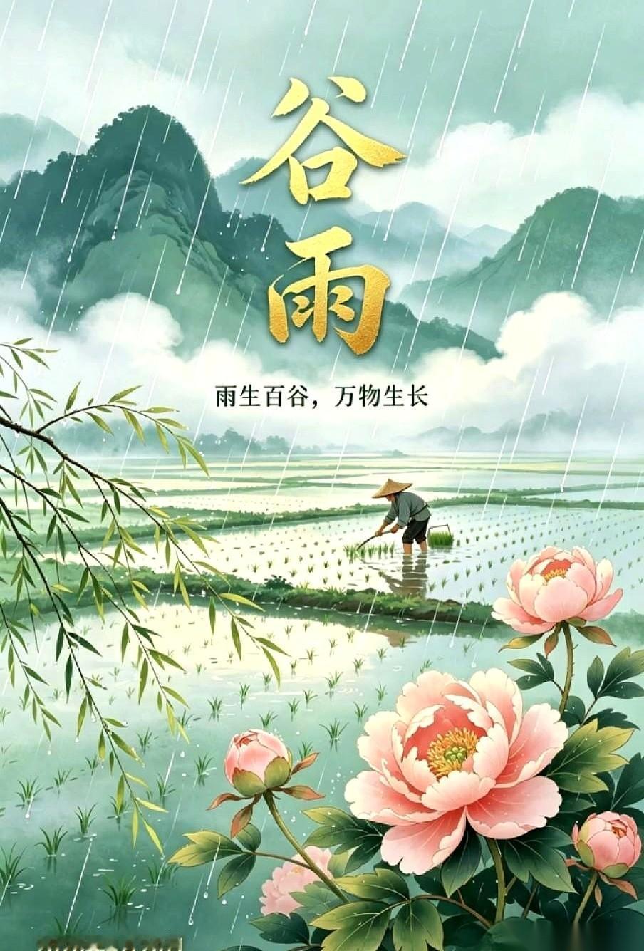 4月20日谷雨，春天的最后一场“交班”。
这一天，雨生百谷，湿气入骨，是老辈人口