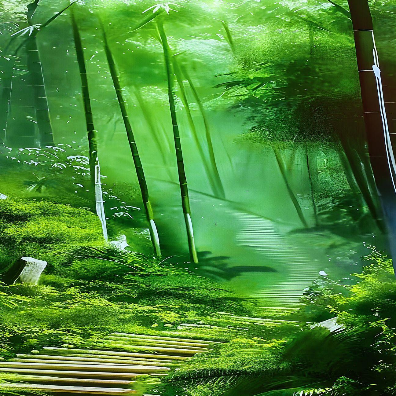 竹林深处，雾气缭绕，仿佛踏入了另一个世界。青苔铺就的小径蜿蜒向前，每一...