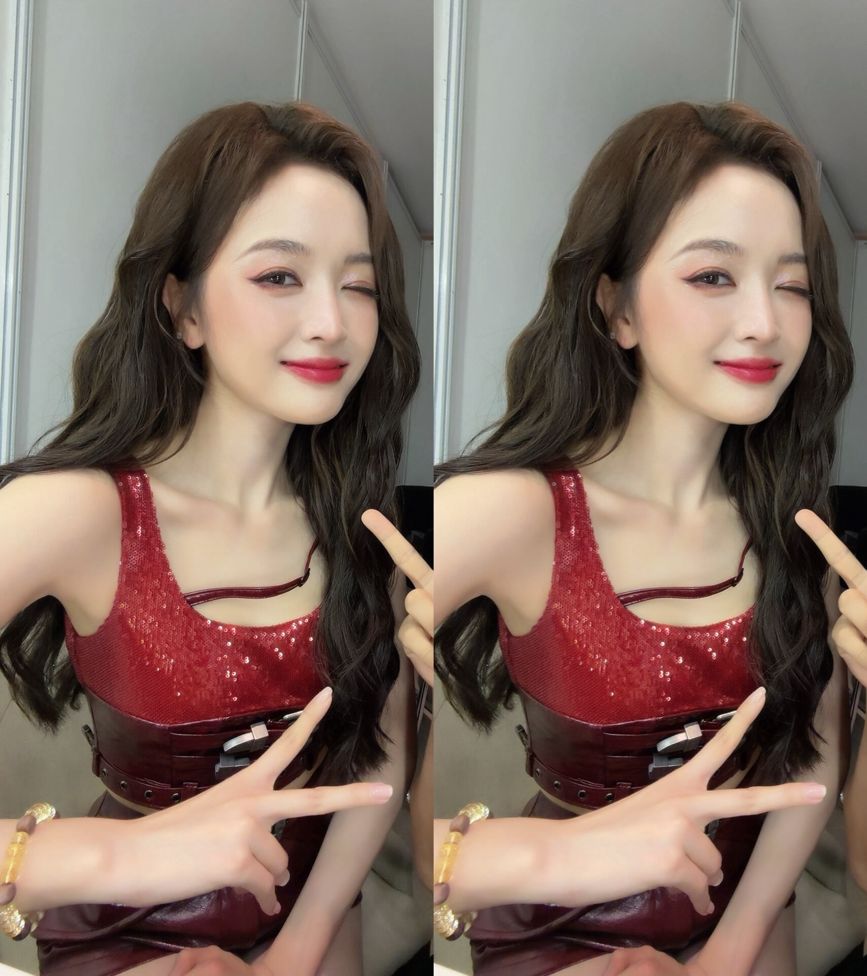 看到吴宣仪的脸可以原谅全世界wxy湖南卫视跨年演唱会 是漂亮的跟化妆老师合影的吴