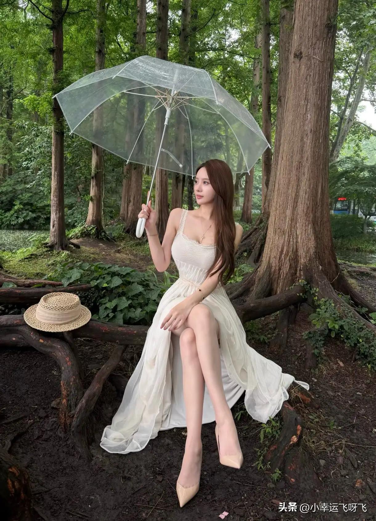 雨中撑伞坐，风里赏花时。初秋雨中漫步 独坐小亭观雨落 花伞漫步 雨中游山景 初秋