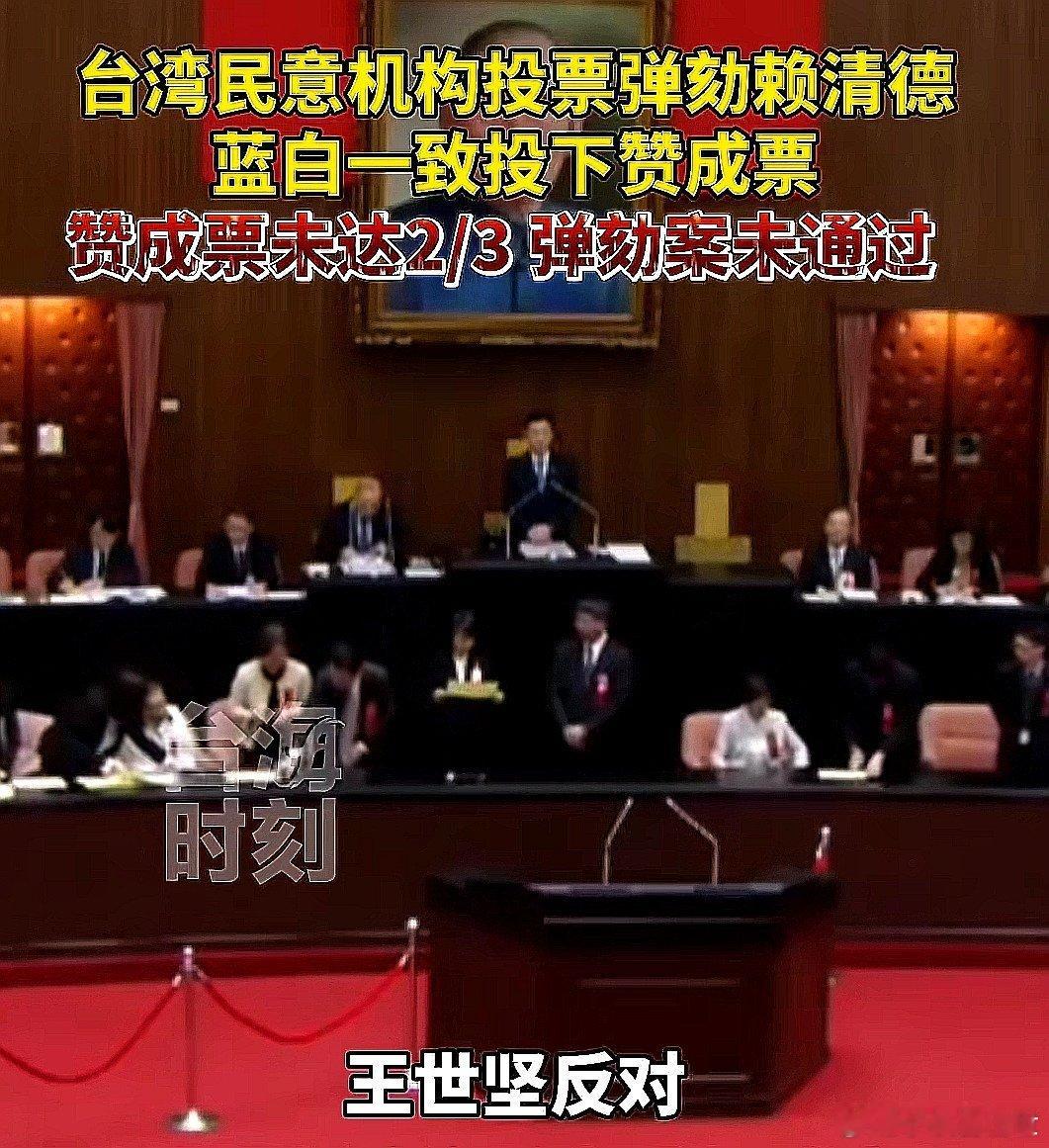 弹劾赖清德案19日举行投票，台湾立法院19日举行弹劾赖清德案记名投票表决。在国民