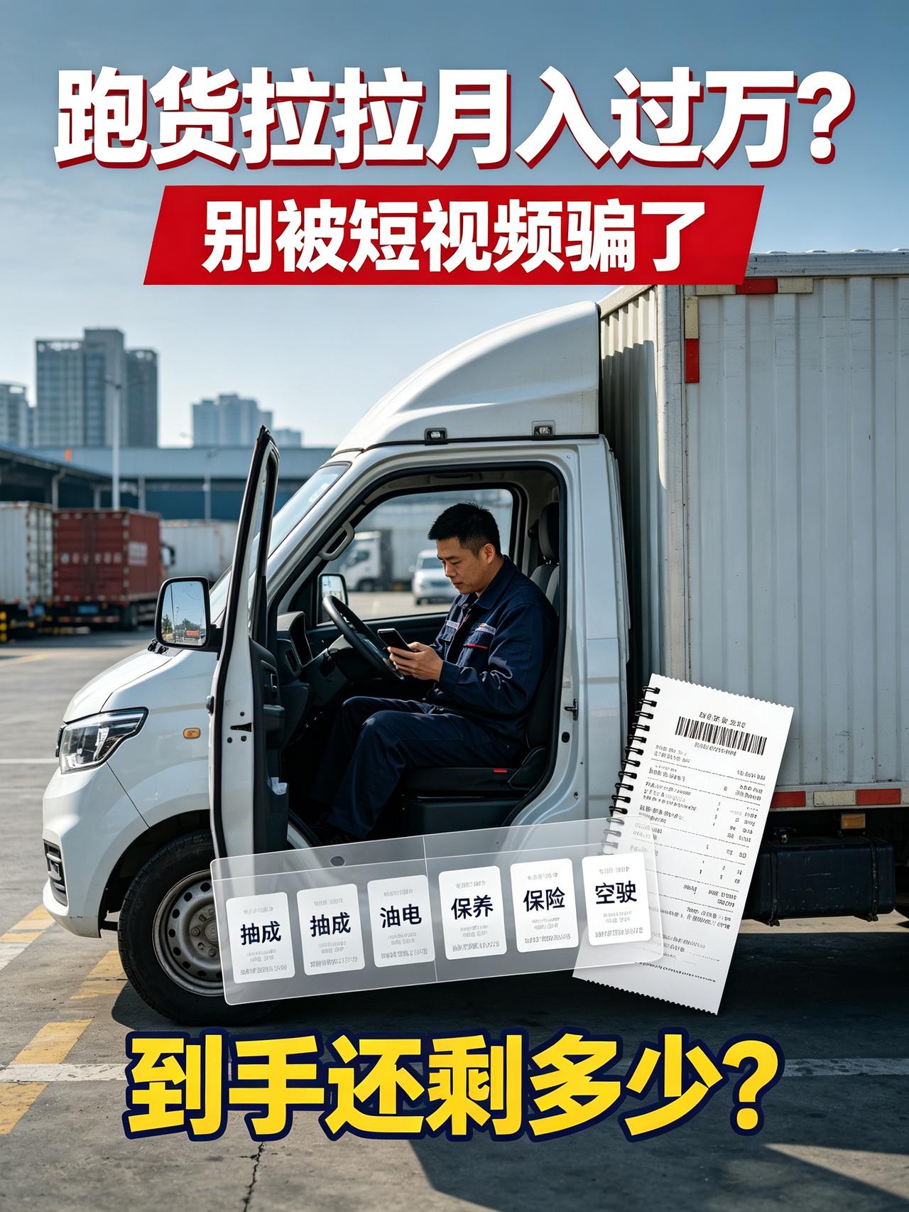 是不是经常刷到短视频里都说跑货拉拉轻松月入过万，现实里大半司机根本达不到。

别