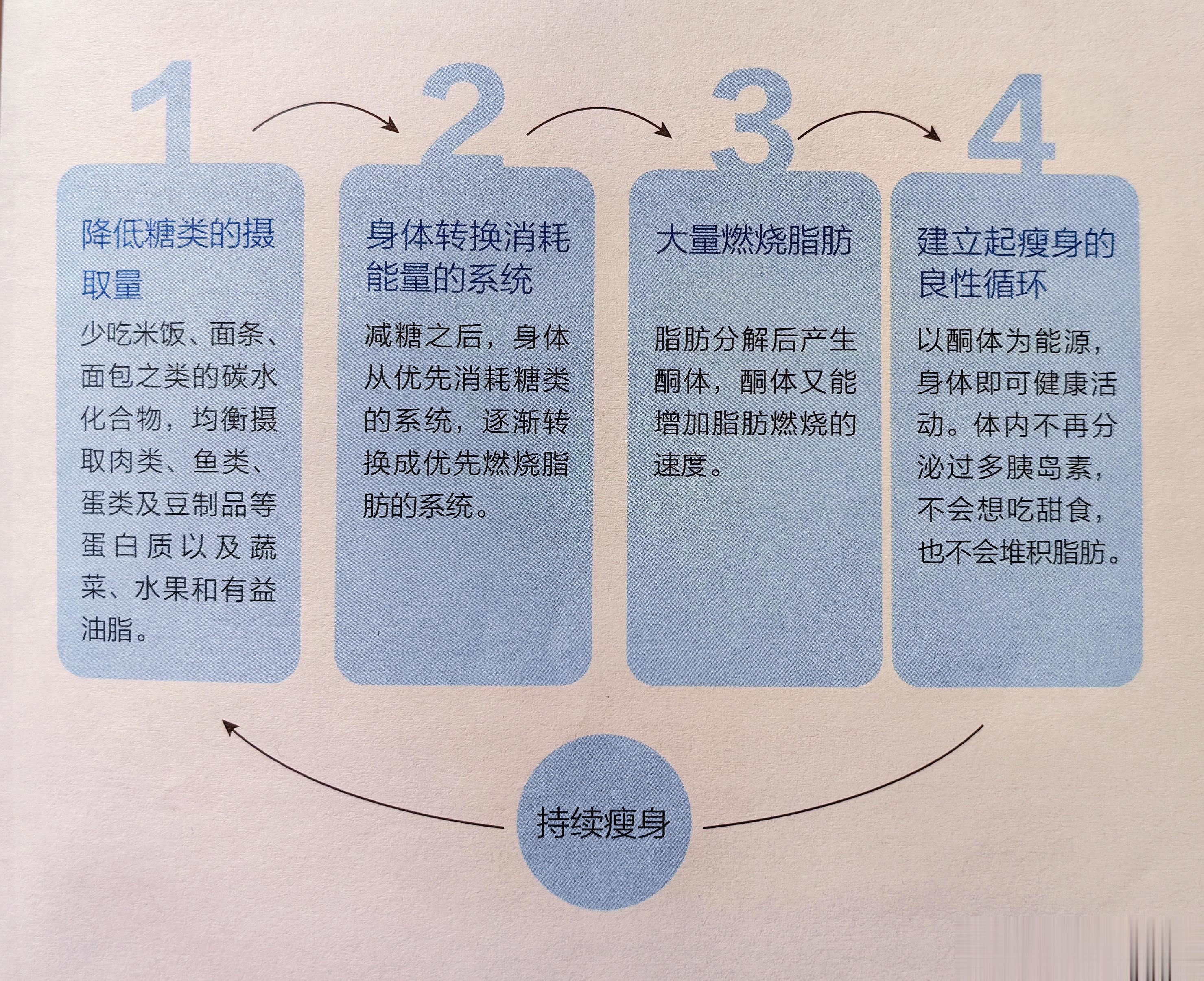 #我本人减肥的方式# 【减糖饮食--建立瘦身的良性循环】减糖饮食既不用忍饥挨饿，