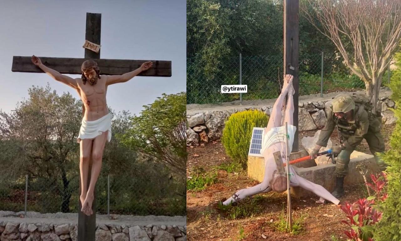 大件事，以色列国防军一名士兵在黎巴嫩南部损毁一座耶稣雕像的行为被拍下，目前以色列