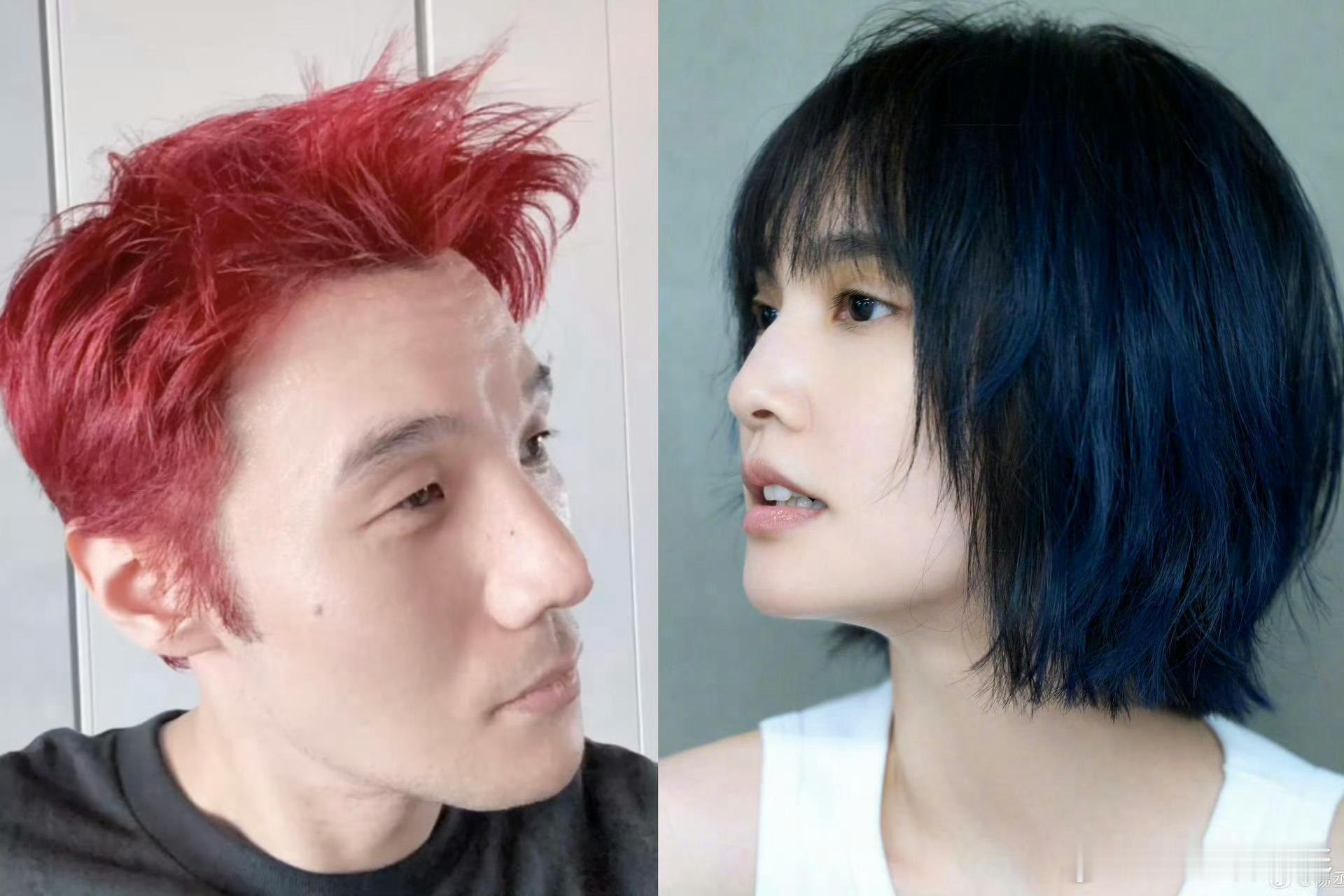 也是对上了，自古红蓝出cp～杨丞琳李荣浩新发色是哪吒敖丙 ​​​