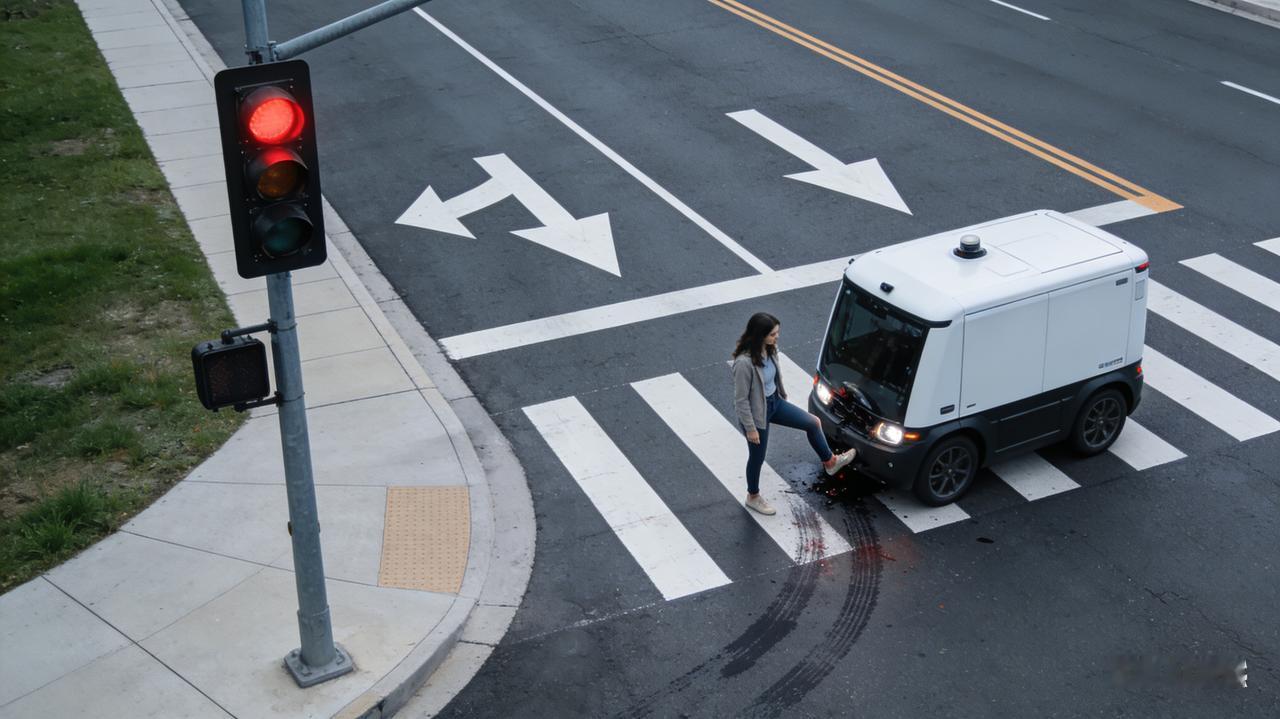 女子与无人送货车相撞
到底谁的责任，核心取决于车辆自动驾驶等级、双方过错及是否存
