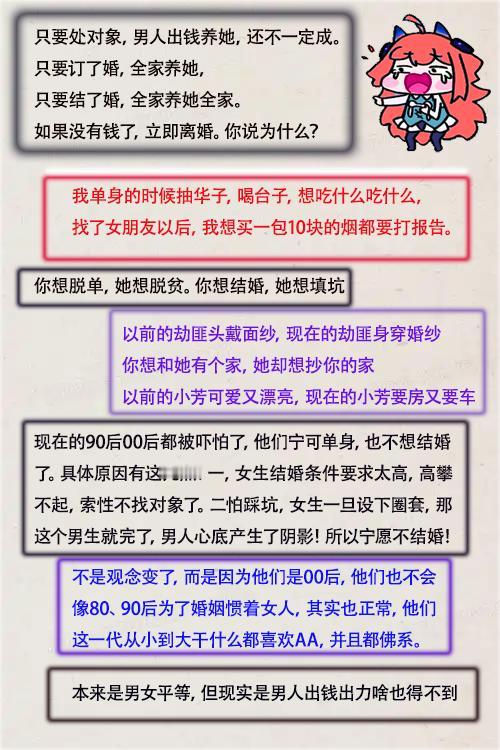 看了不少人的评论，发现现在的男人是不想谈恋爱结婚吗？应该不是，大概是他们算清了一