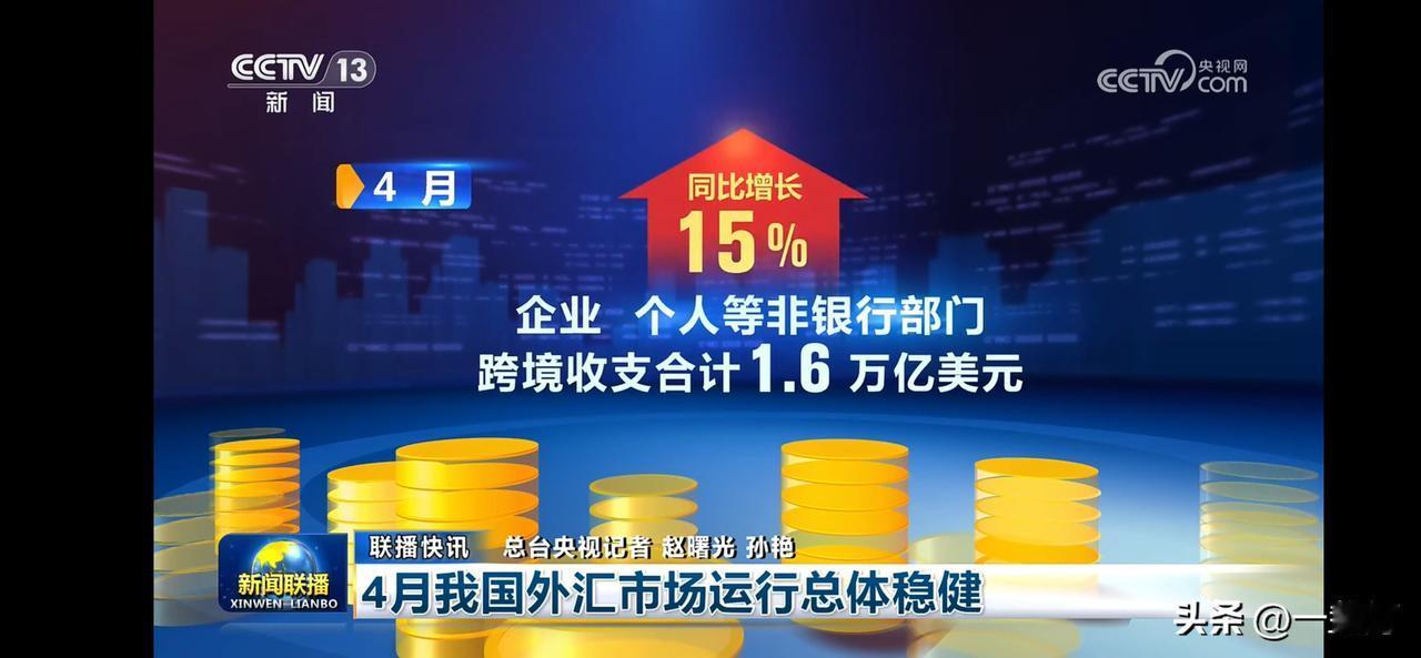 4月外汇市场增长15%，跨境收支超1.6万亿美元！💰📈
