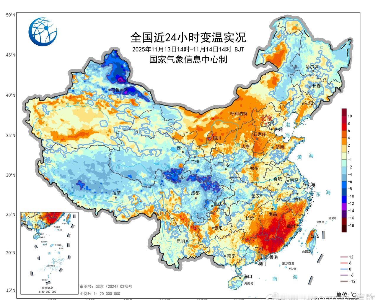【气温】今天因为冷空气影响，新疆北部出现6-10℃降温，富蕴降10.5℃、吉木乃