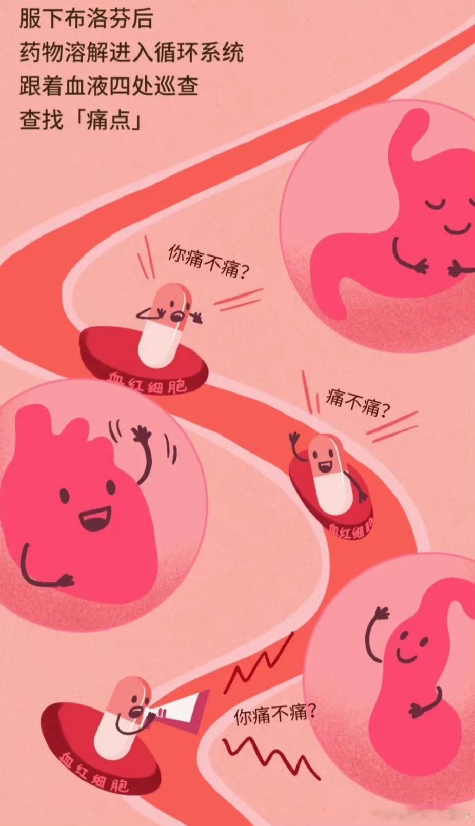 原来布洛芬起效慢是因为挨家挨户问一遍，所以还有可能出现被截胡的情况，哈哈哈哈哈哈