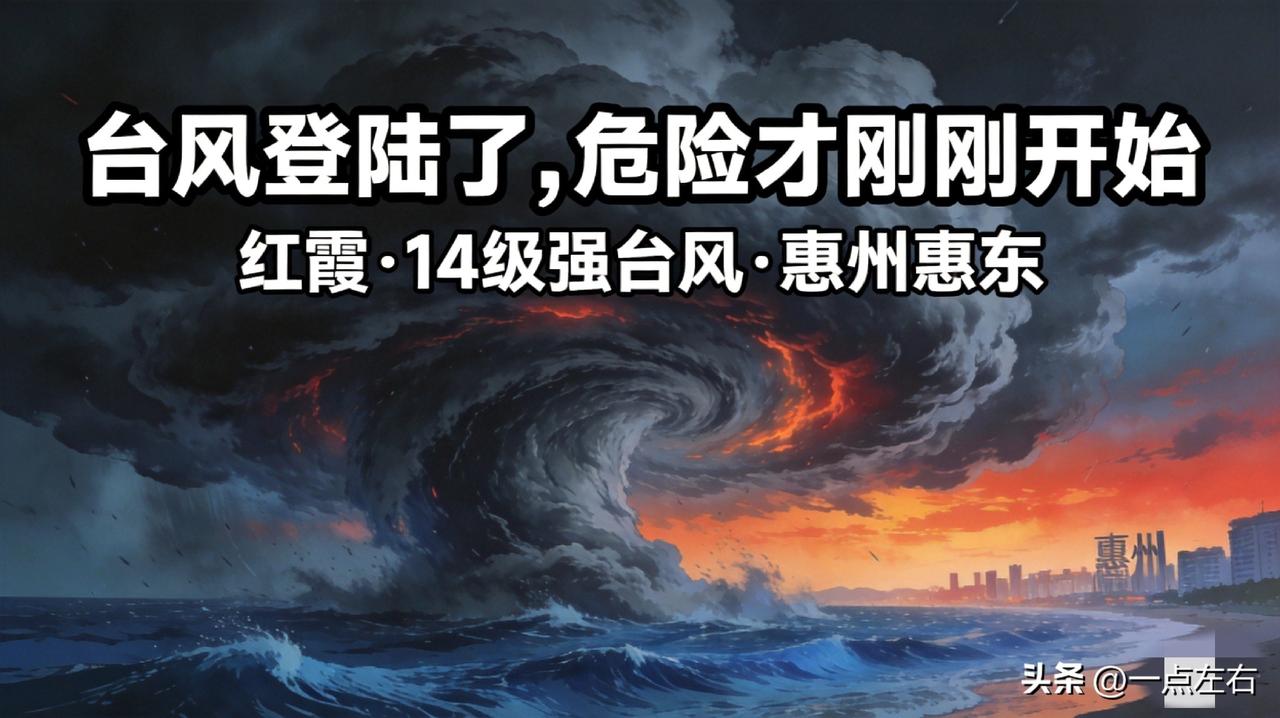 凌晨3点50分，台风"红霞"以14级强台风姿态砸向惠州惠东，成了今年以来登陆我国