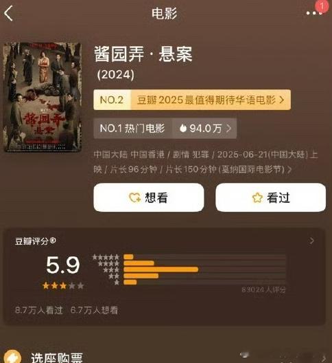 《酱园弄》豆瓣评分降到5.8引发讨论，观众评价中既有对演员表演的认可，也有对剧情