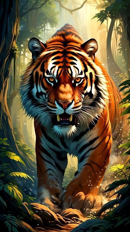 14公里，5小时，老虎被熊追得一路小跑，最后靠“人味”保命。
森林之王的滤镜碎一