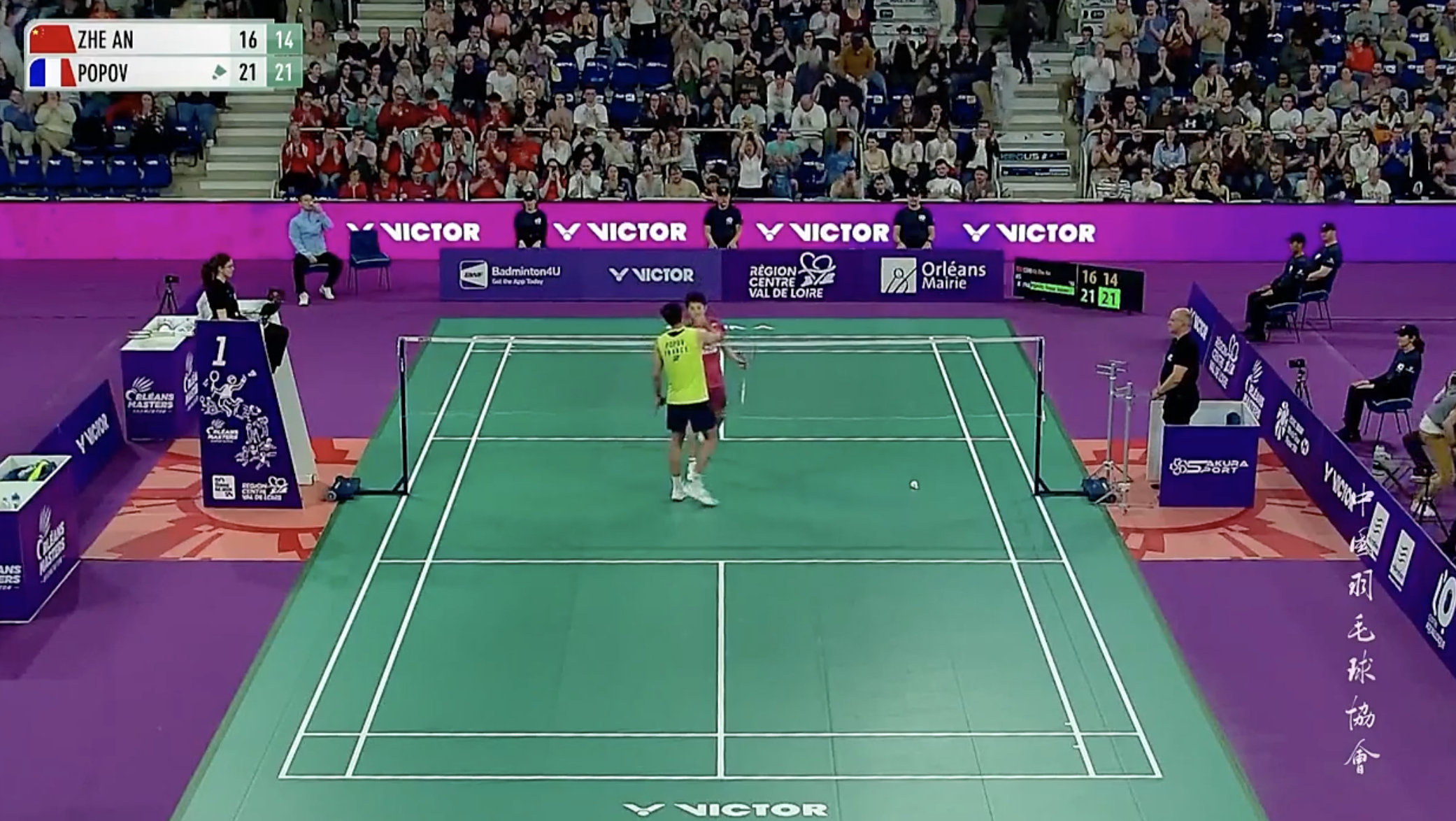 胡哲安🇨🇳 16-21、14-21 🇫🇷大波波夫决赛：拉尼尔🇫🇷 v