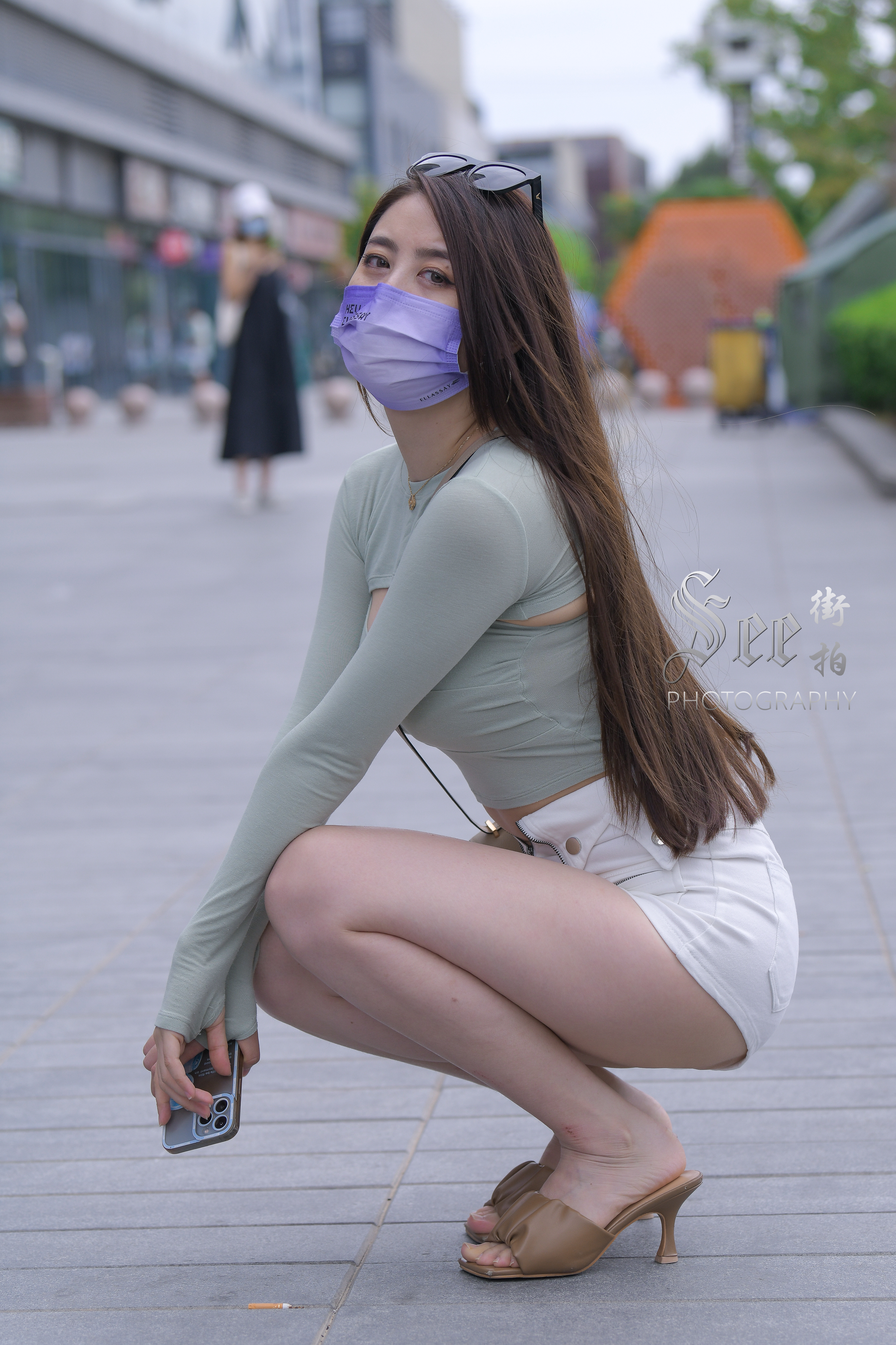 高腰短裤修饰比例显身材~~ ​​​