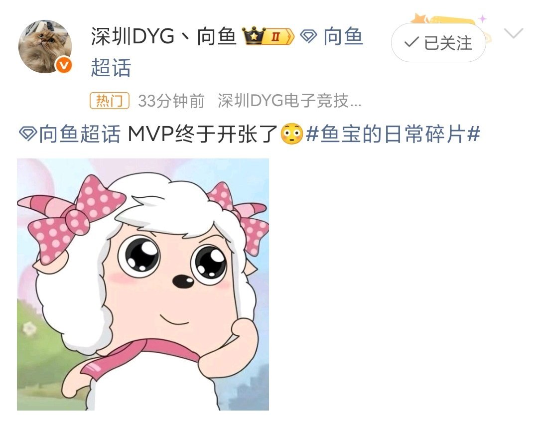 向鱼MVP终于开张了一开张就是二连MVP就这个向鱼 夯爆啦！！欣欣向荣DYG！ 