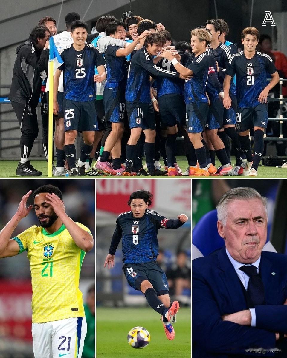 在东京举行的一场友谊赛中，日本队在落后两球的情况下以 3-2 击败巴西队。

保