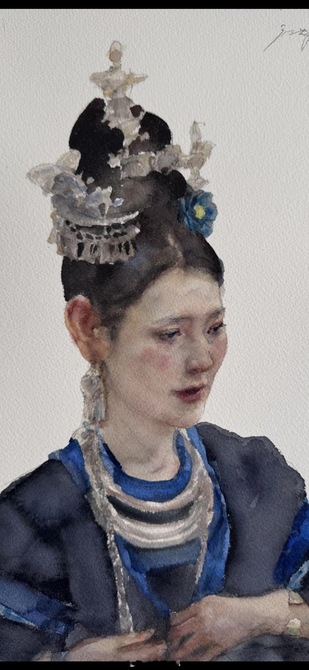 川美院长庞茂琨人物水彩画 