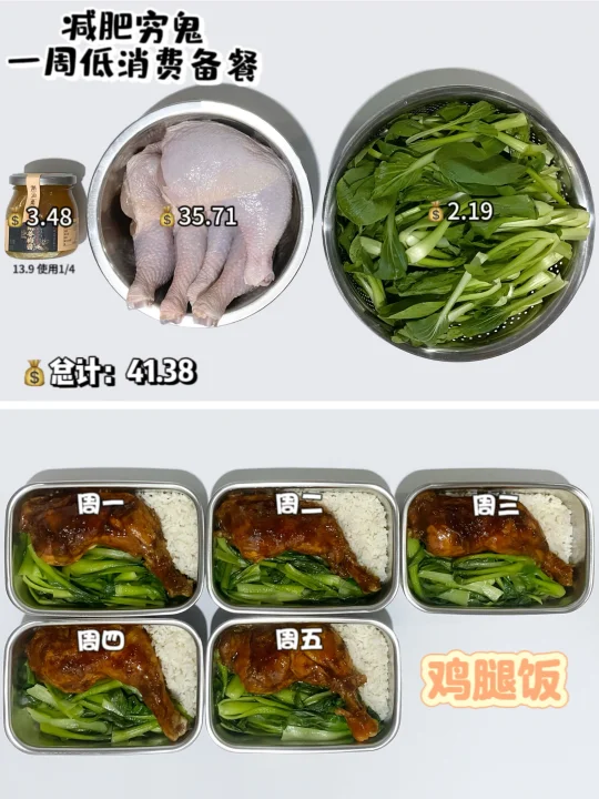 减肥穷鬼｜一周备餐｜低卡鸡腿饭