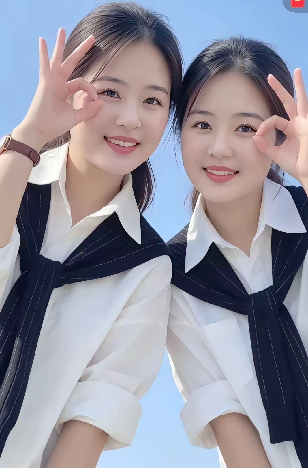 搞不明白，这俩美女是双胞胎，还是AI生成的，聪明的条友们，告知一声，谢谢啦🙏?
