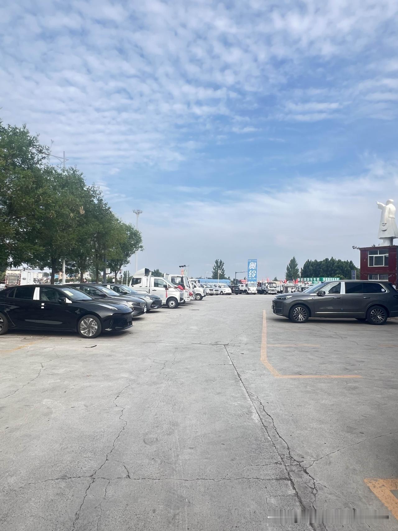 某县城的汽贸市场，除了一些维修保养的地方有几个客户。一排排诺大的新车展厅里，冷冷