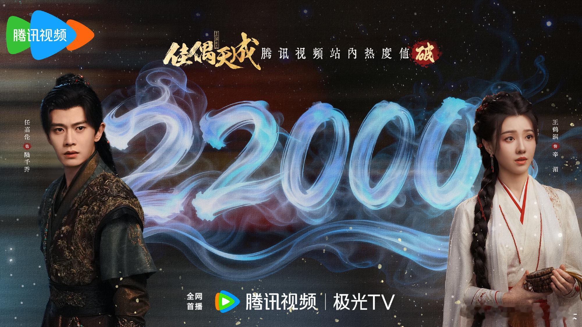任嘉伦佳偶天成站内热度破22000，拿下站内月榜第一☝️ 
