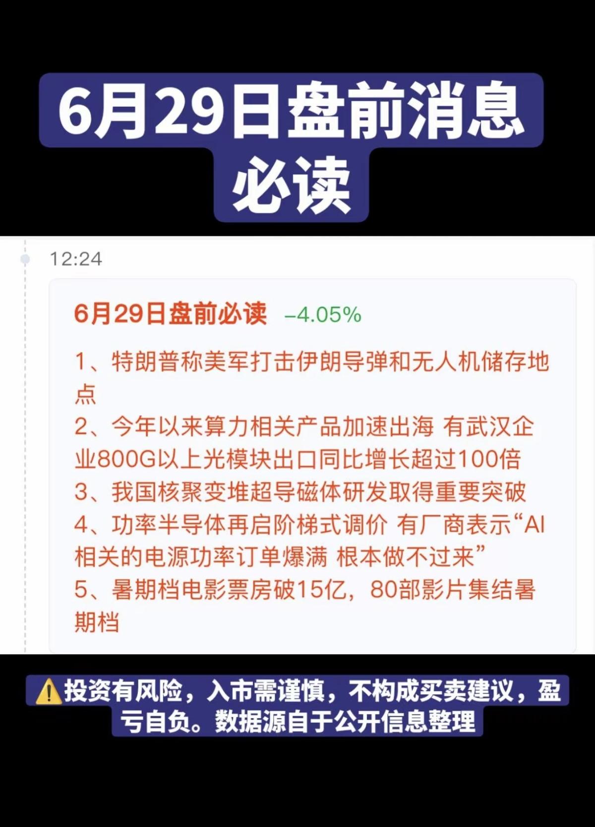 6.29周一  盘前：财经热点必读！

1.石油（美伊又又又）
2.共封装光学C