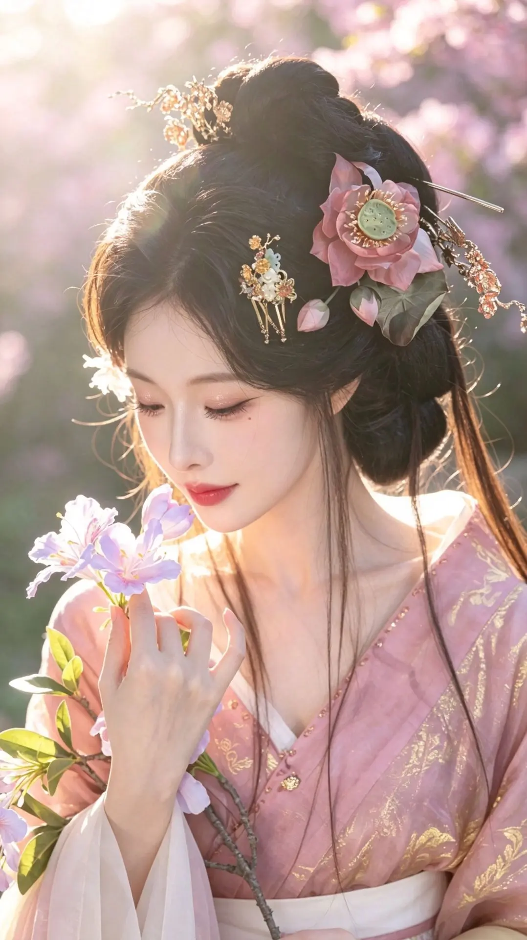 AI夜景柔光氛围感组照 ai创作 花朝如约 惊艳 古风花神