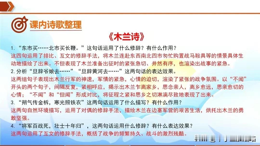 七年级语文必考题型——诗词鉴赏答题技巧归纳及重点古诗词梳理！
七年级语文诗词鉴赏