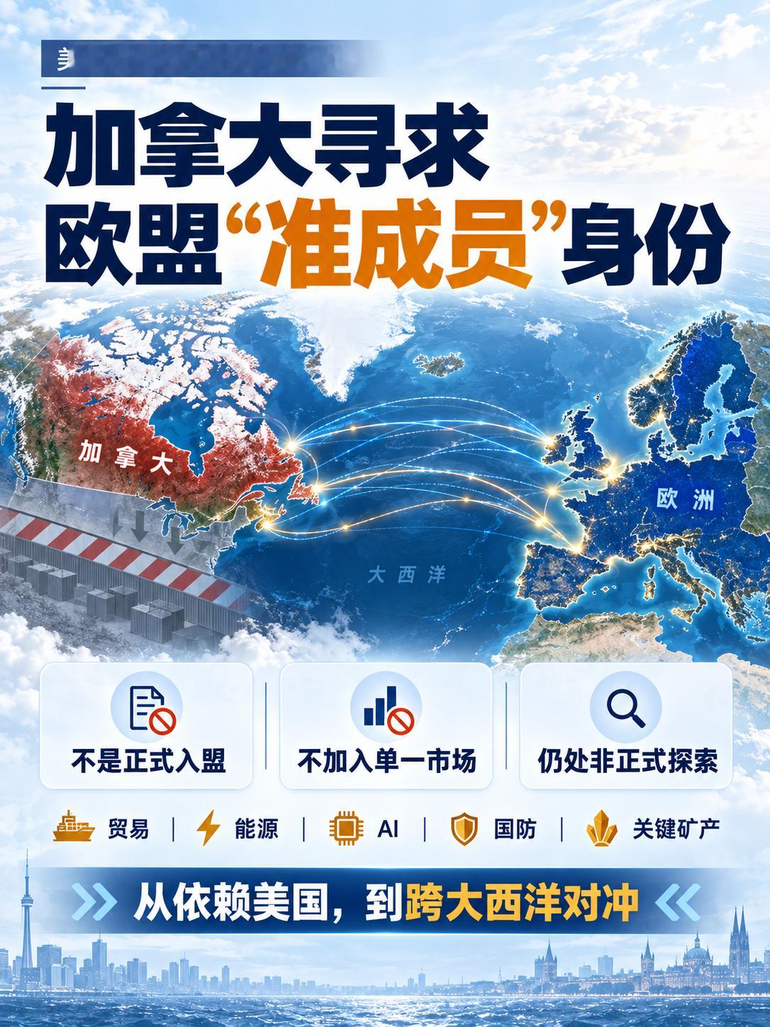 加拿大寻求欧盟"准成员"身份：美加贸易战下的一场战略转向据《华尔街日报》报道，加