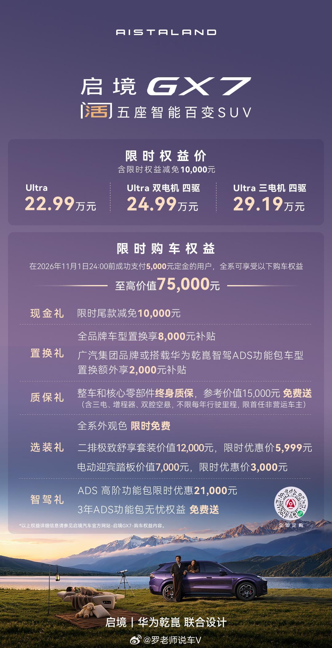 启境GX7上市18小时大定15318台 9月24日，据启境汽车官方透露，刚刚上市