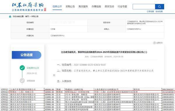 特斯拉入选江苏省政府用车采购的目录！此前，马斯克低调飞到北京，行程结束之后，特斯