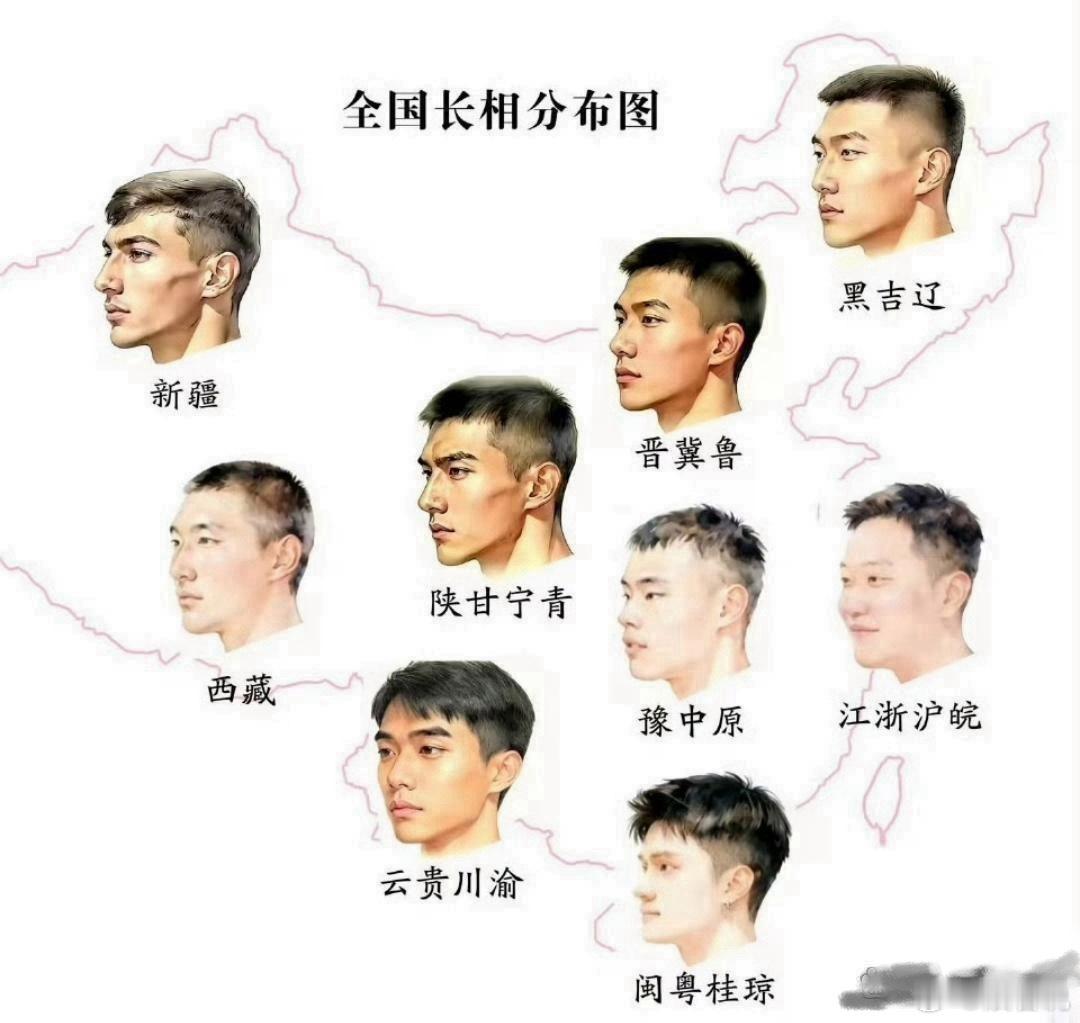 全国男士长相分布图 