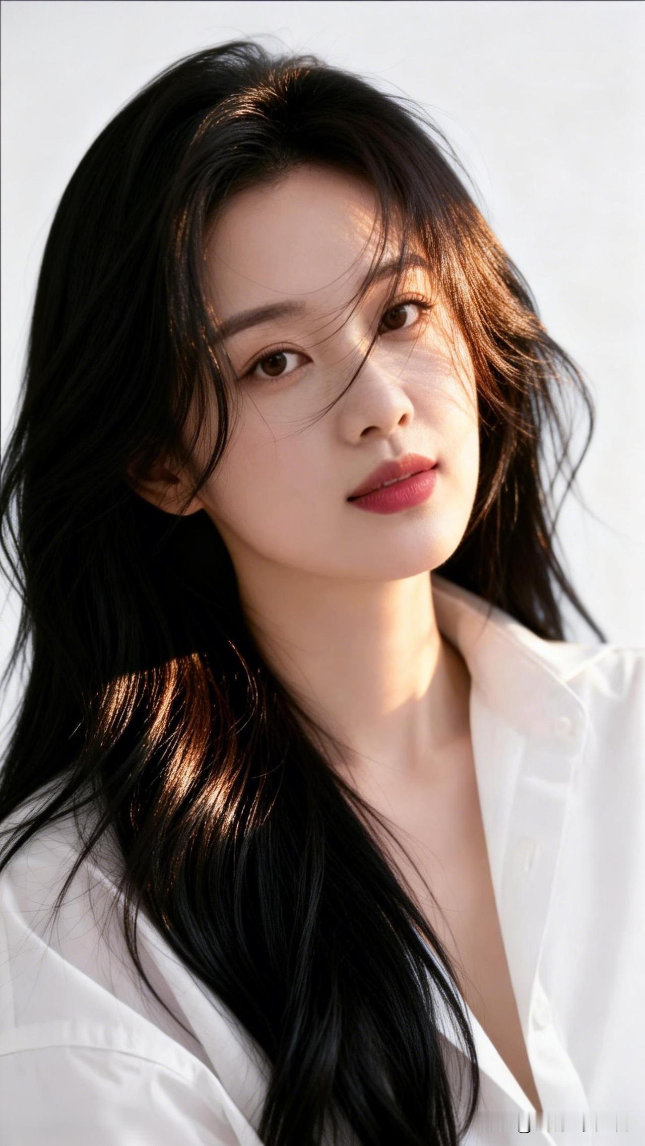 温柔黑发，白衬衫，自然光下的美丽瞬间。什么样的美女才是最美的呢