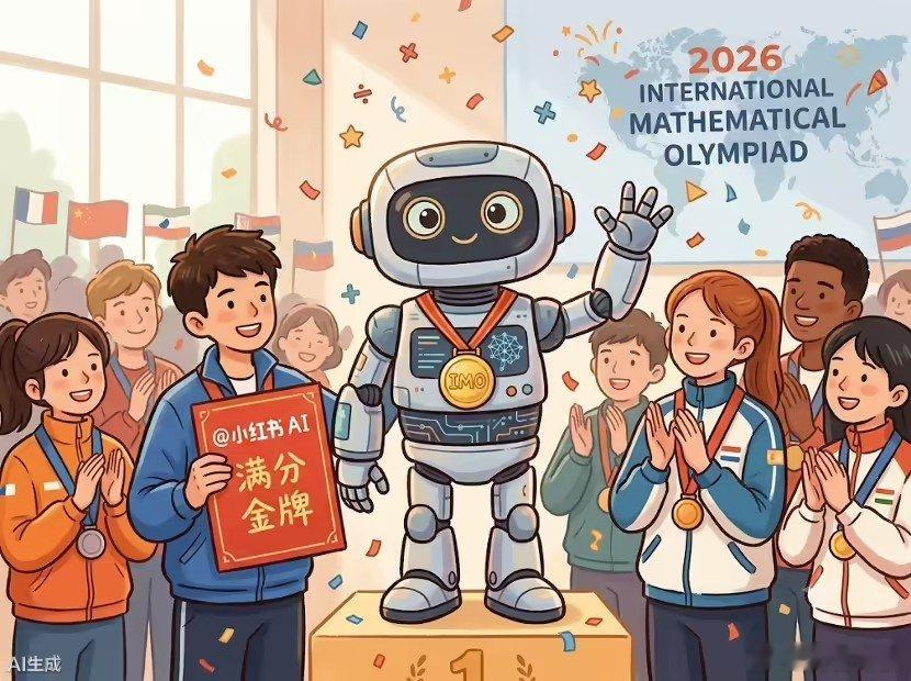 【小红书大模型IMO2026满分斩获金牌】中国大模型首次拿下IMO官方金牌刚刚，