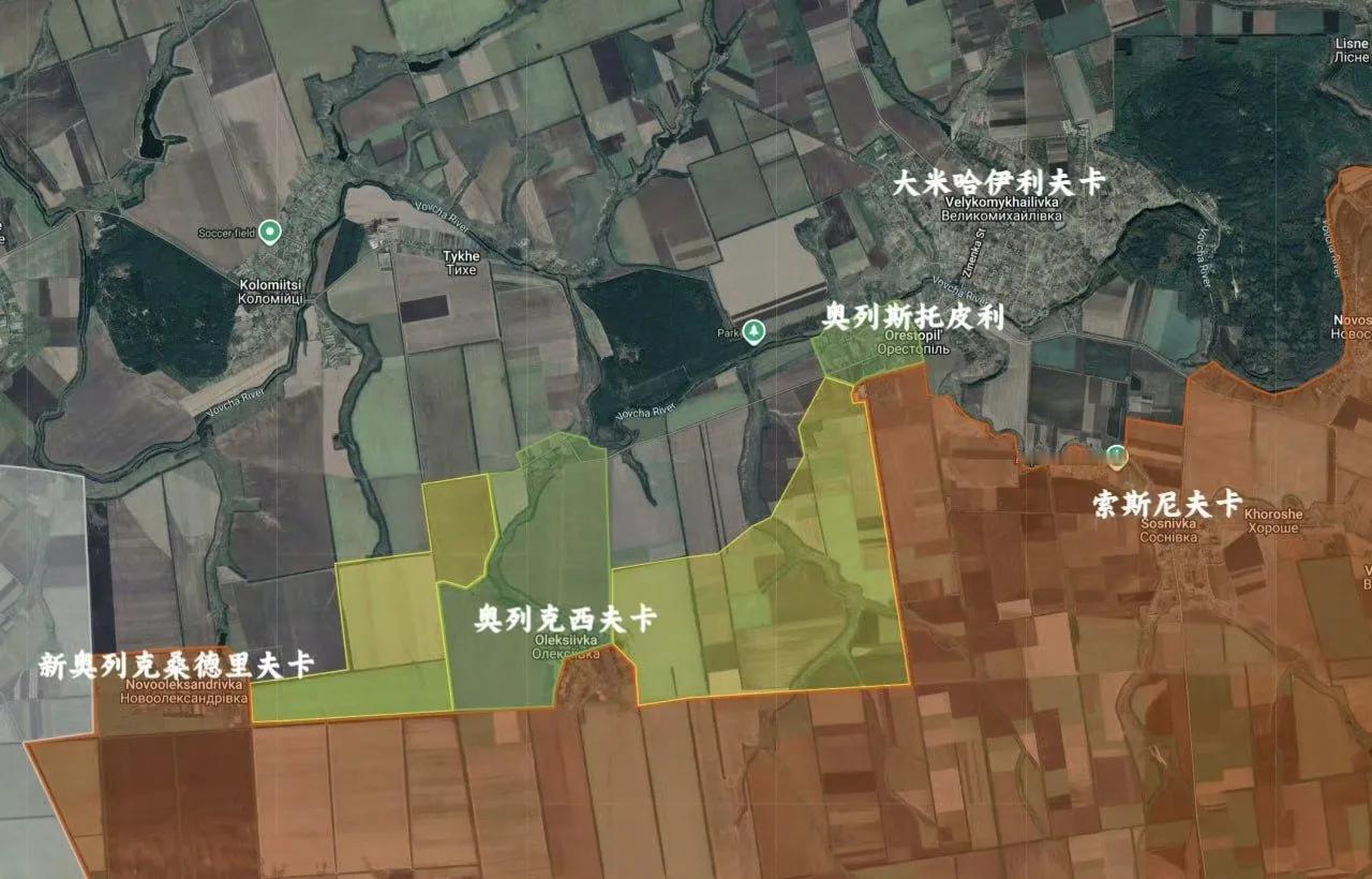 俄军东部集群在第聂伯罗彼得罗夫斯克州大米哈伊利夫卡方向的推进。这个方向有段日子没