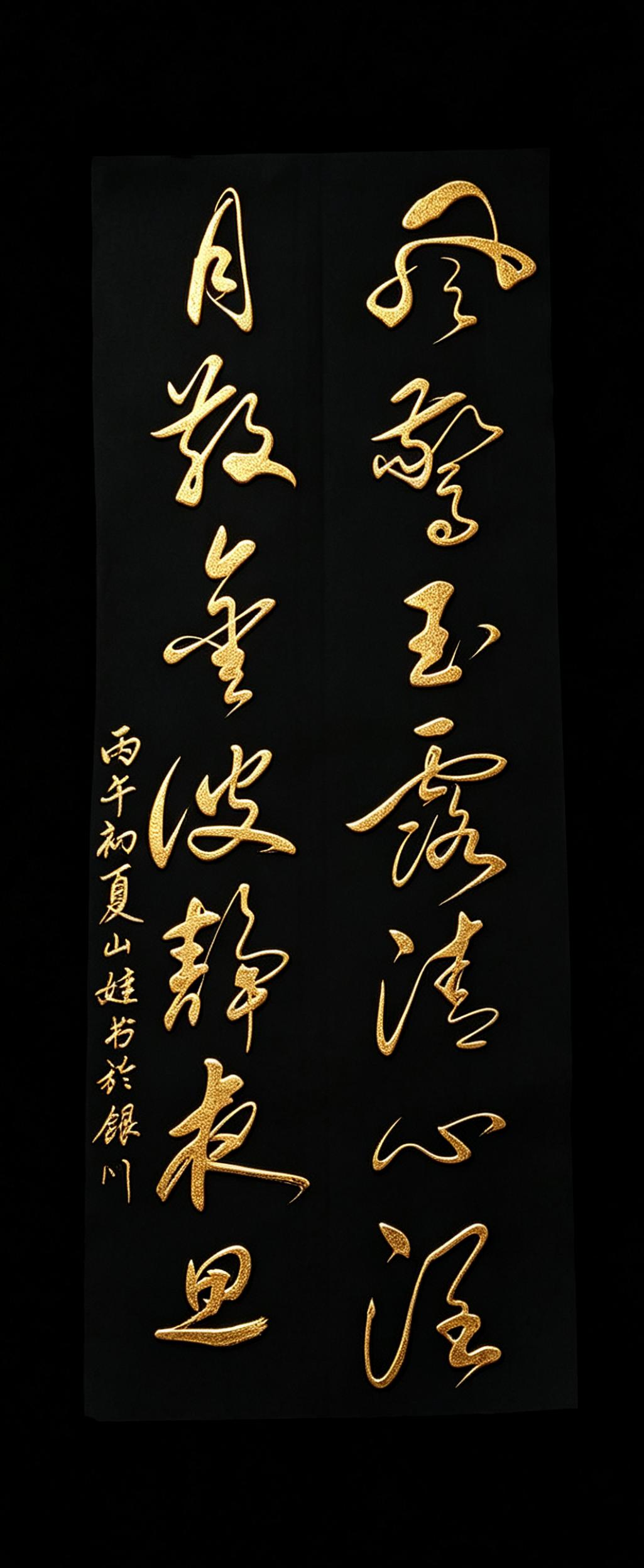 山娃的这幅作品能打几分？这字里行间，真的能感受到风的轻响、月的清辉！
草书线条如