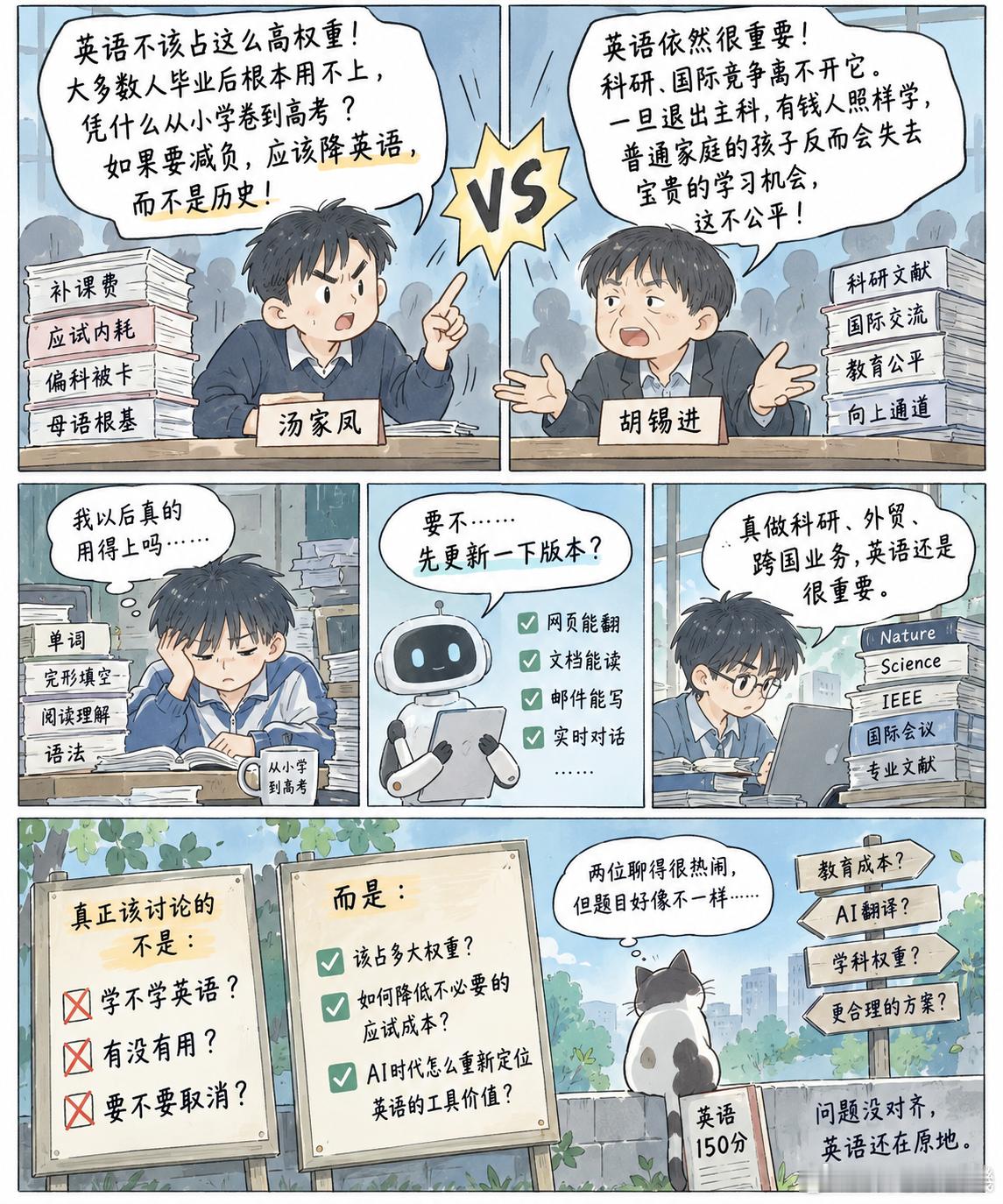 汤家凤邀请胡锡进公开辩论汤家凤和胡锡进这场英语论战，我觉得最有意思的不是谁输谁赢
