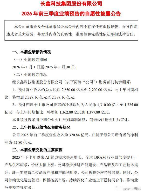 长鑫科技，这真的算是逆天了，三个季度赚了 1300 多亿元净利润；关键是他去年还