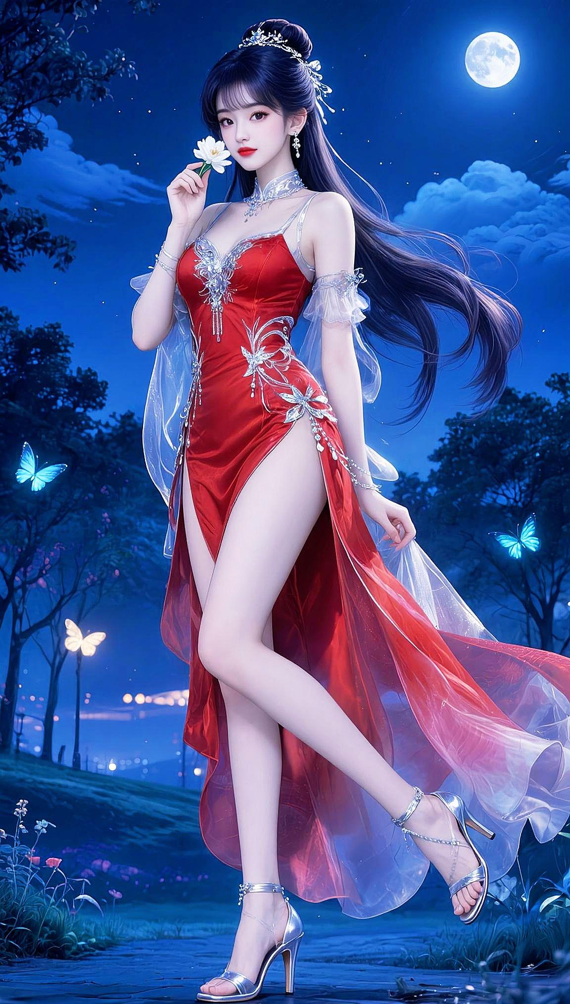 AI幻彩仙姬写真 抖音ai创作 国漫女神 红裙佳人 动漫少女