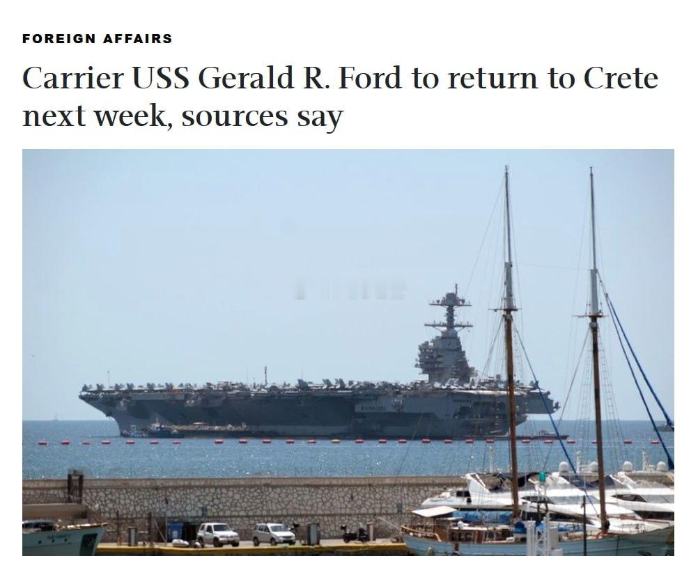 福特号 据《Kathimerini》报道，美国海军“杰拉尔德·R·福特”号航母（