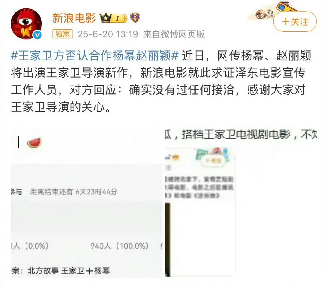 光说杨幂要和王家卫合作有点可信度，或赵丽颖和王家卫合作都有可能，但来个杨幂赵丽颖