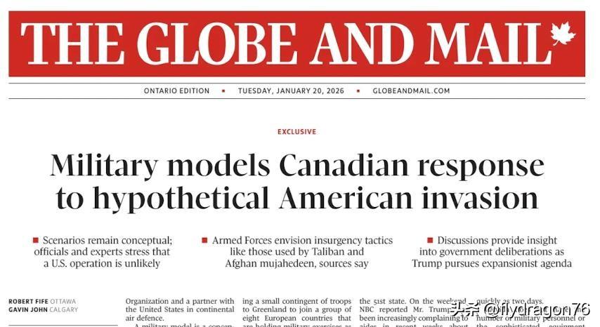 据《环球邮报》报道，加拿大军队正在准备对美国发动游击战！

报道援引高级政府消息
