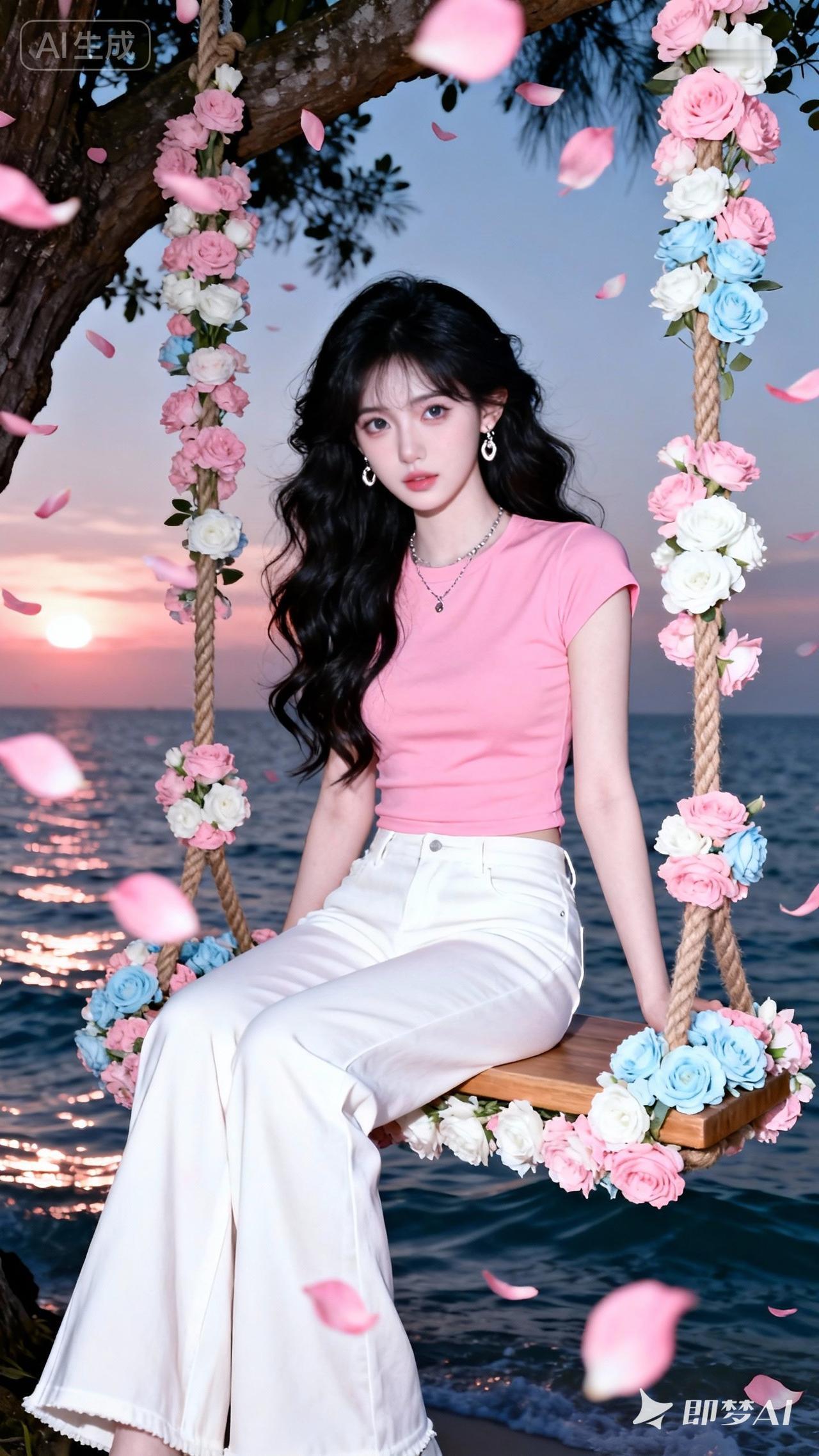 粉色少女心爆棚，海边的浪漫时光🌊💕