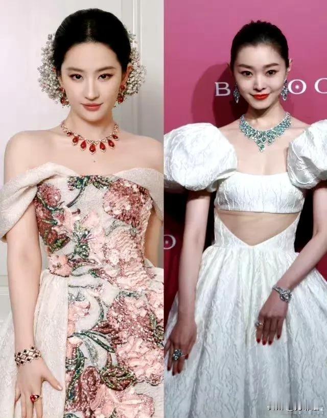 首页刷到了刘亦菲和宋轶的对比图，都是高级珠宝加身，两人气质截然不同：刘亦菲给人感