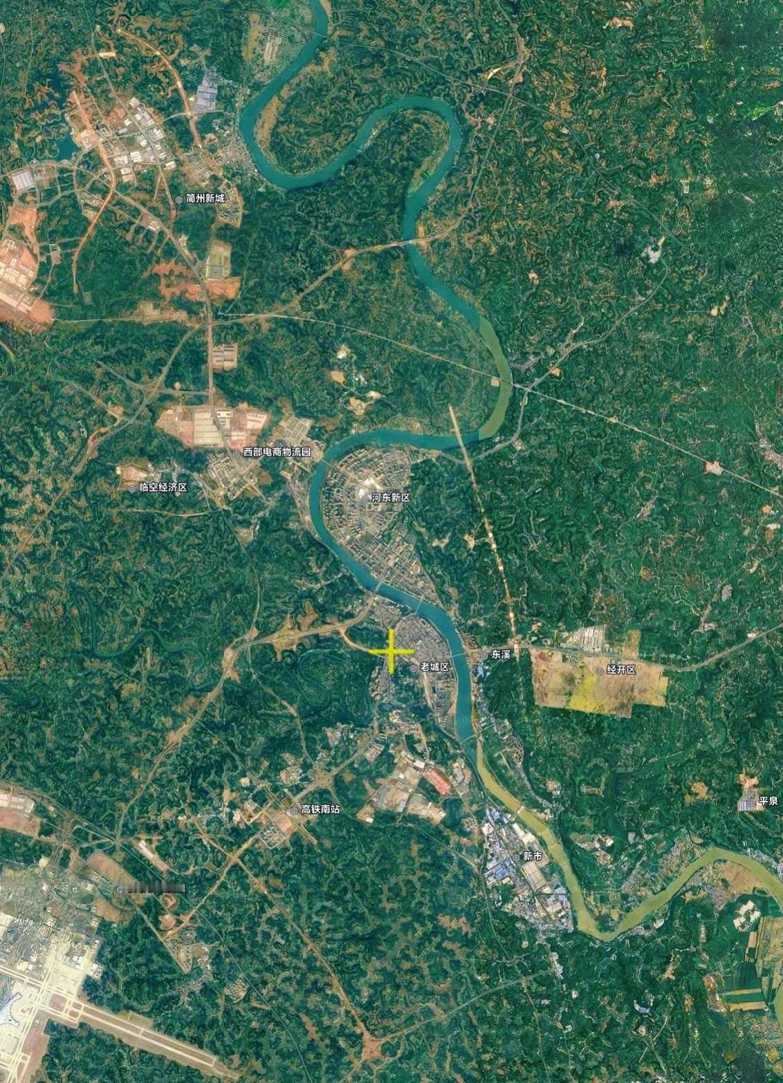 简阳最新的卫星地图全貌图…
